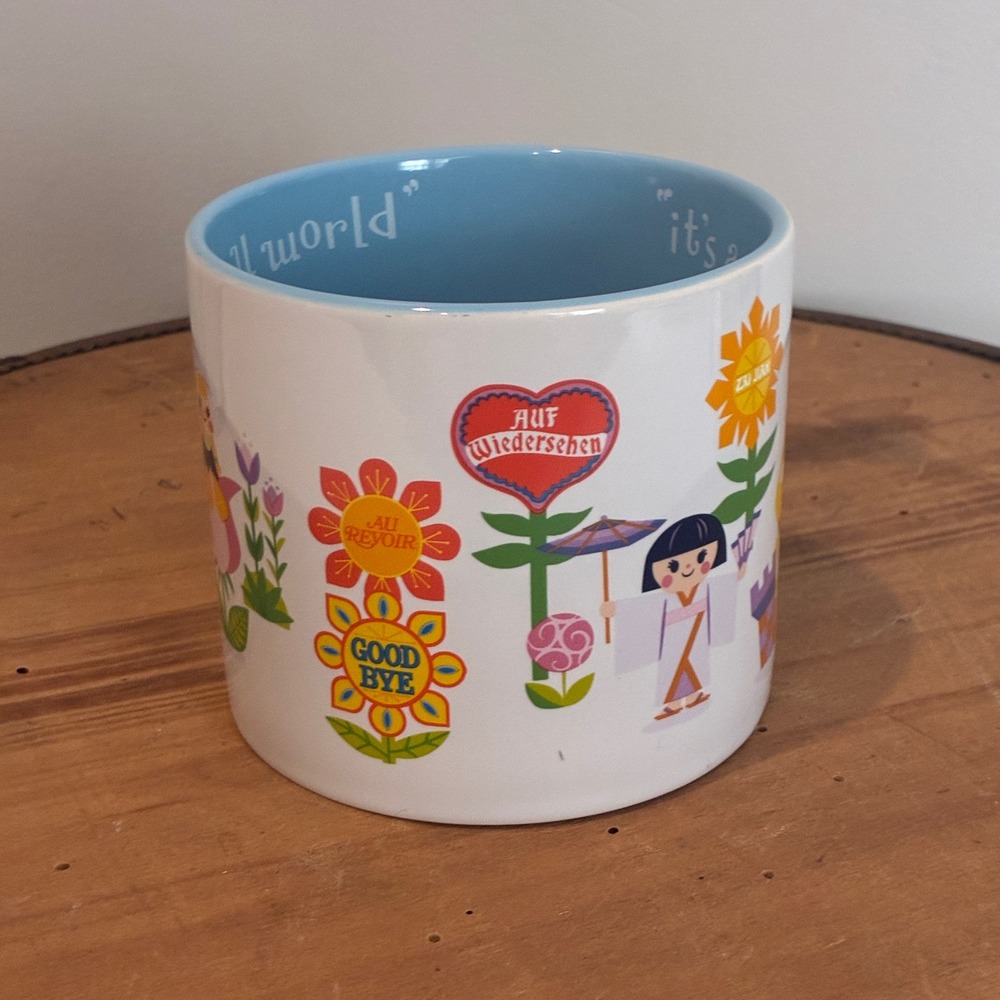 Disney It's a Small World Coffee Mug White Mary‎ Blair Style *CHIP - Picture 8 of 8